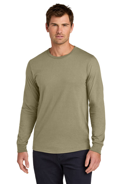 Front View of Khaki Jerzees Classics Unisex Cotton Long Sleeve T-Shirt 363L plain