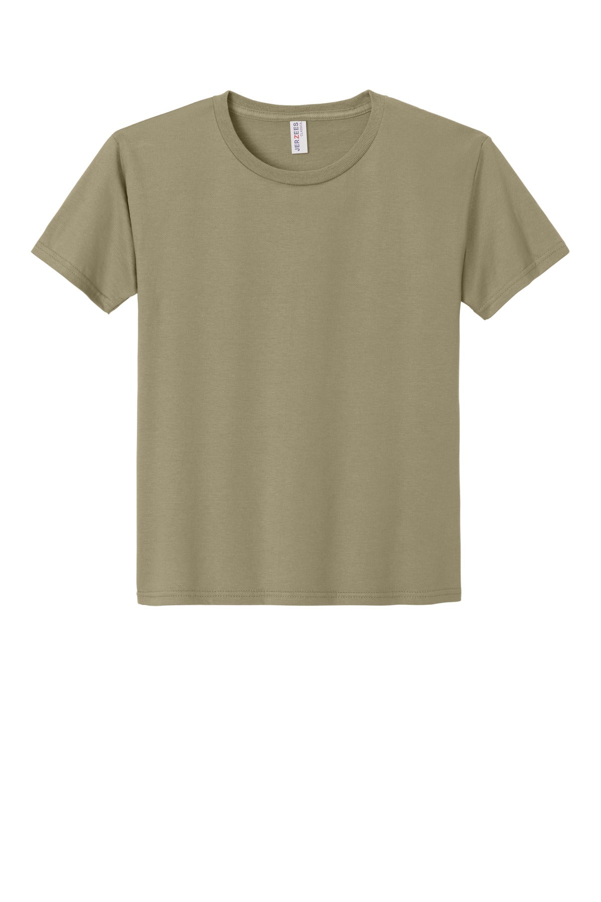 Front View of Khaki Jerzees Classics Youth Cotton T-Shirt 363Y plain