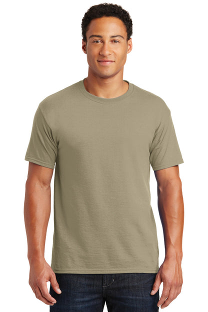 Front View of Khaki Jerzees - Dri-Power 50/50 Cotton/Poly T-Shirt. 29M plain
