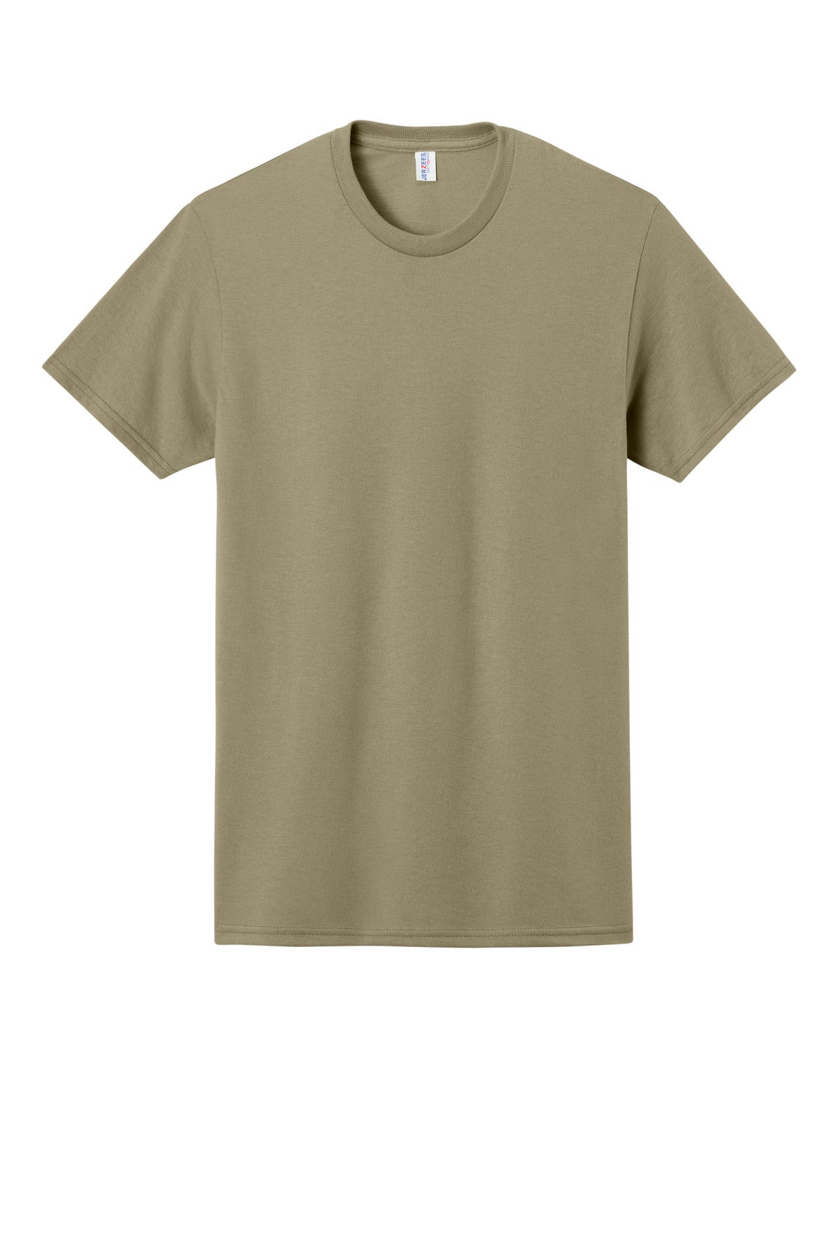 Front View of Khaki Jerzees - Dri-Power 50/50 Cotton/Poly T-Shirt. 29M plain