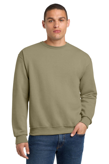 Front View of Khaki Jerzees - NuBlend Crewneck Sweatshirt. 562M plain