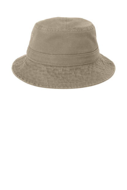 Front View of Khaki Port Authority Bucket Hat. PWSH2 plain