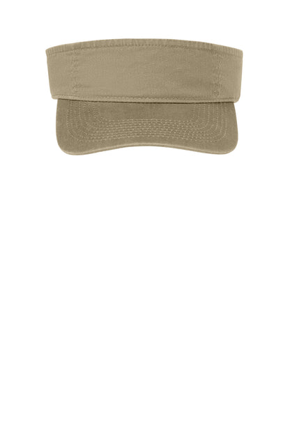 Front View of Khaki Port Authority Fashion Visor. CP45 plain