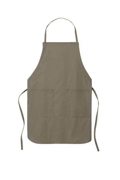 Front View of Khaki Port Authority Full-Length Apron. A520 plain