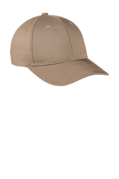 Front View of Khaki Port Authority Snapback Fine Twill Cap C801 plain