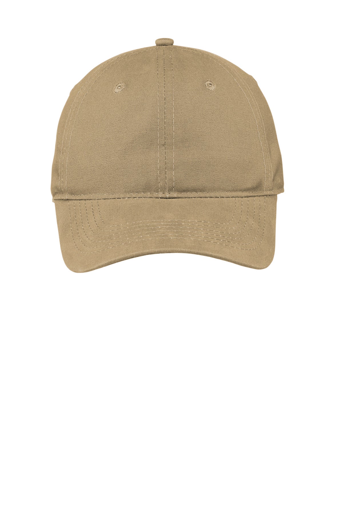 Front View of Khaki Port Authority Soft Brushed Canvas Cap. CP96 plain