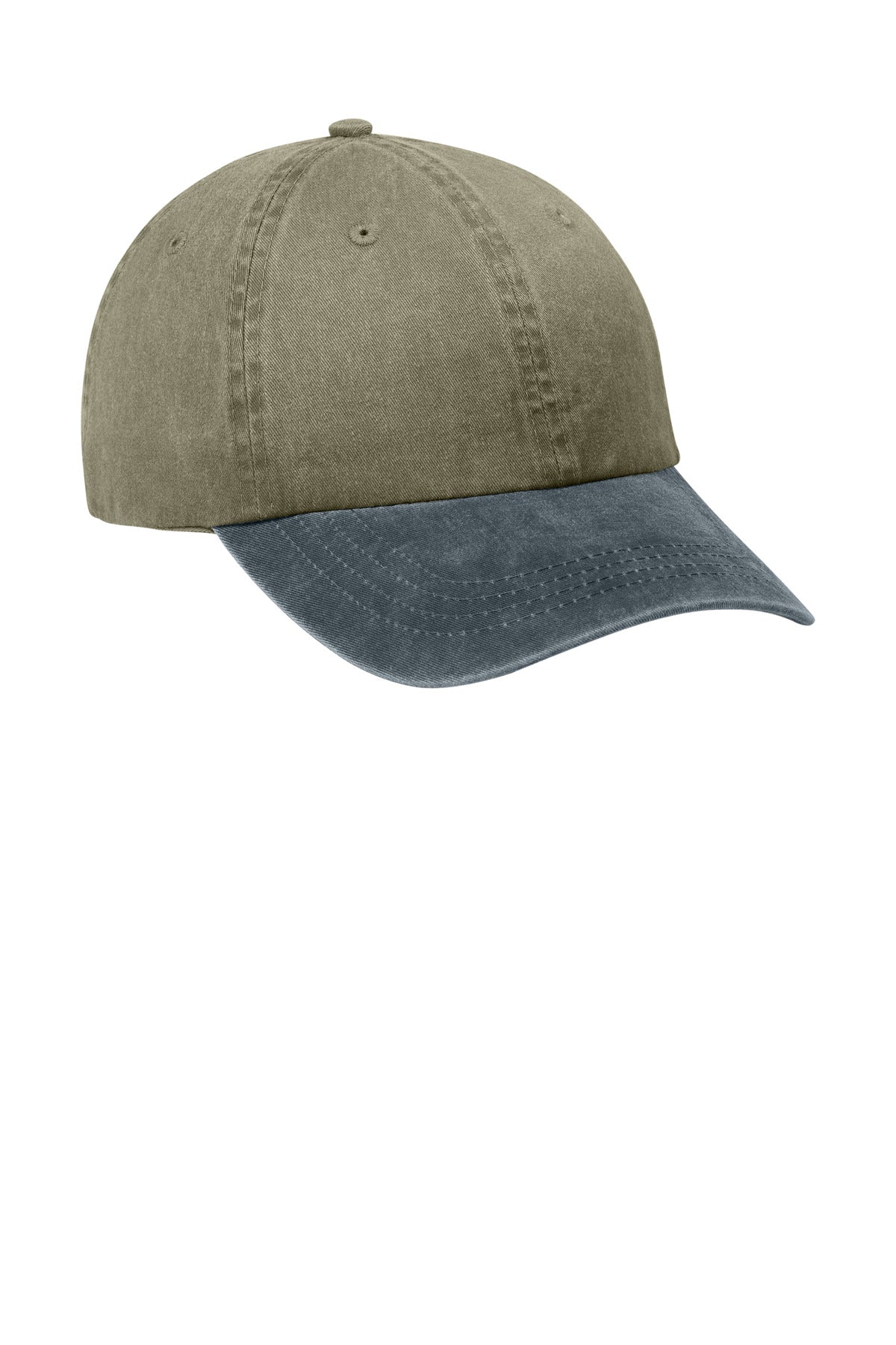 Front View of Khaki/Grph Port Authority Two-Tone Pigment-Dyed Cap. CP83 plain