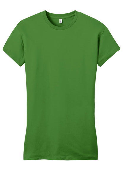 Front View of Kiwi Green District Women's Fitted Very Important Tee . DT6001 plain