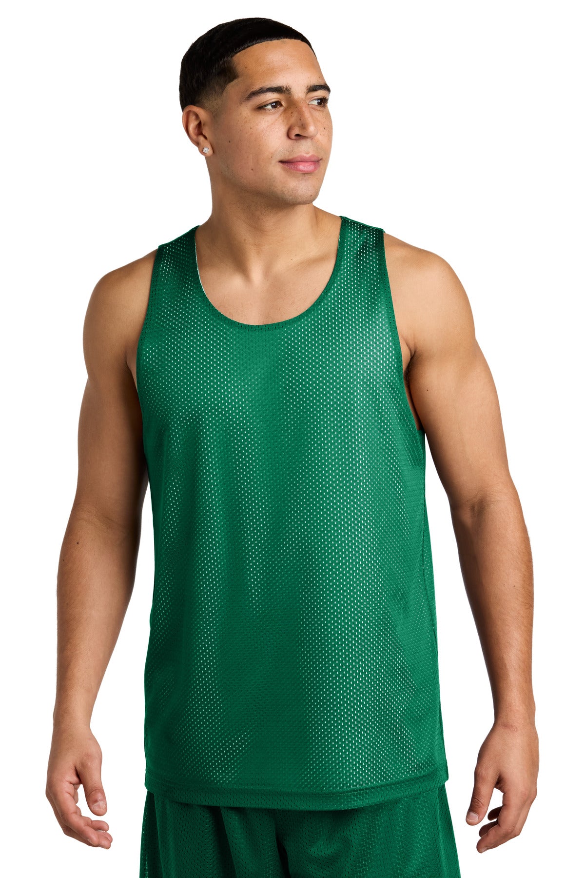 Front View of KllyGr/Wht Sport-Tek PosiCharge Reversible Mesh Tank ST5000 plain