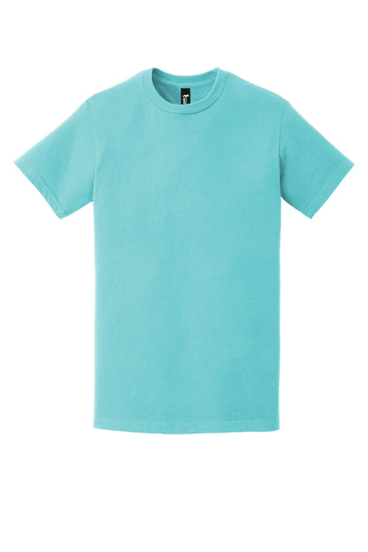 Front View of Lagoon Blue Gildan Hammer T-Shirt. H000 plain