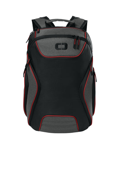 Front View of Laser Red/H Gy OGIO Hatch Pack. 91001