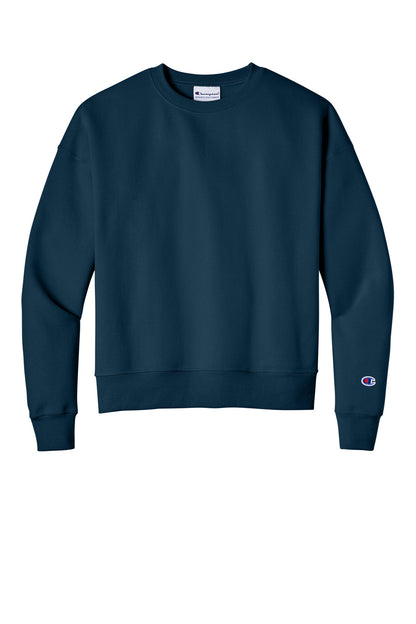 Front View of LateNgtBlu Champion Women's Powerblend Crewneck Sweatshirt SL650 plain