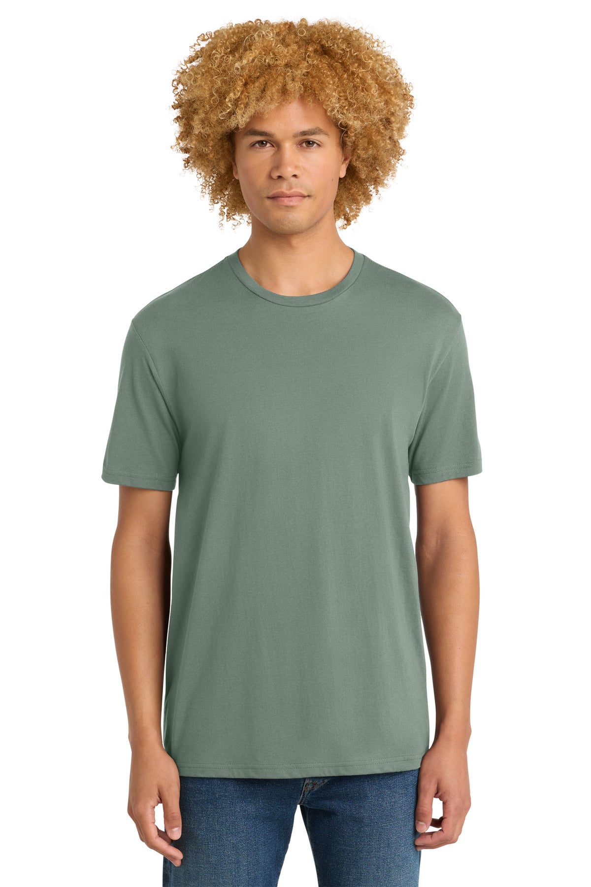Front View of LaurelGrn District Perfect Weight Tee. DT104 plain