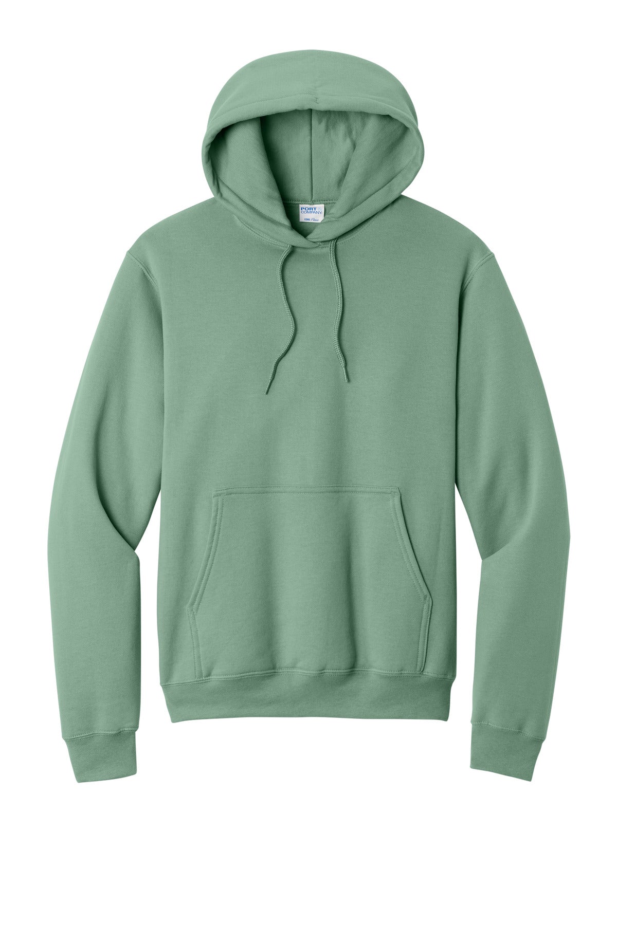 Front View of LaurelGrn Port & Co Core Fleece Pullover Hooded Sweatshirt. PC78H plain