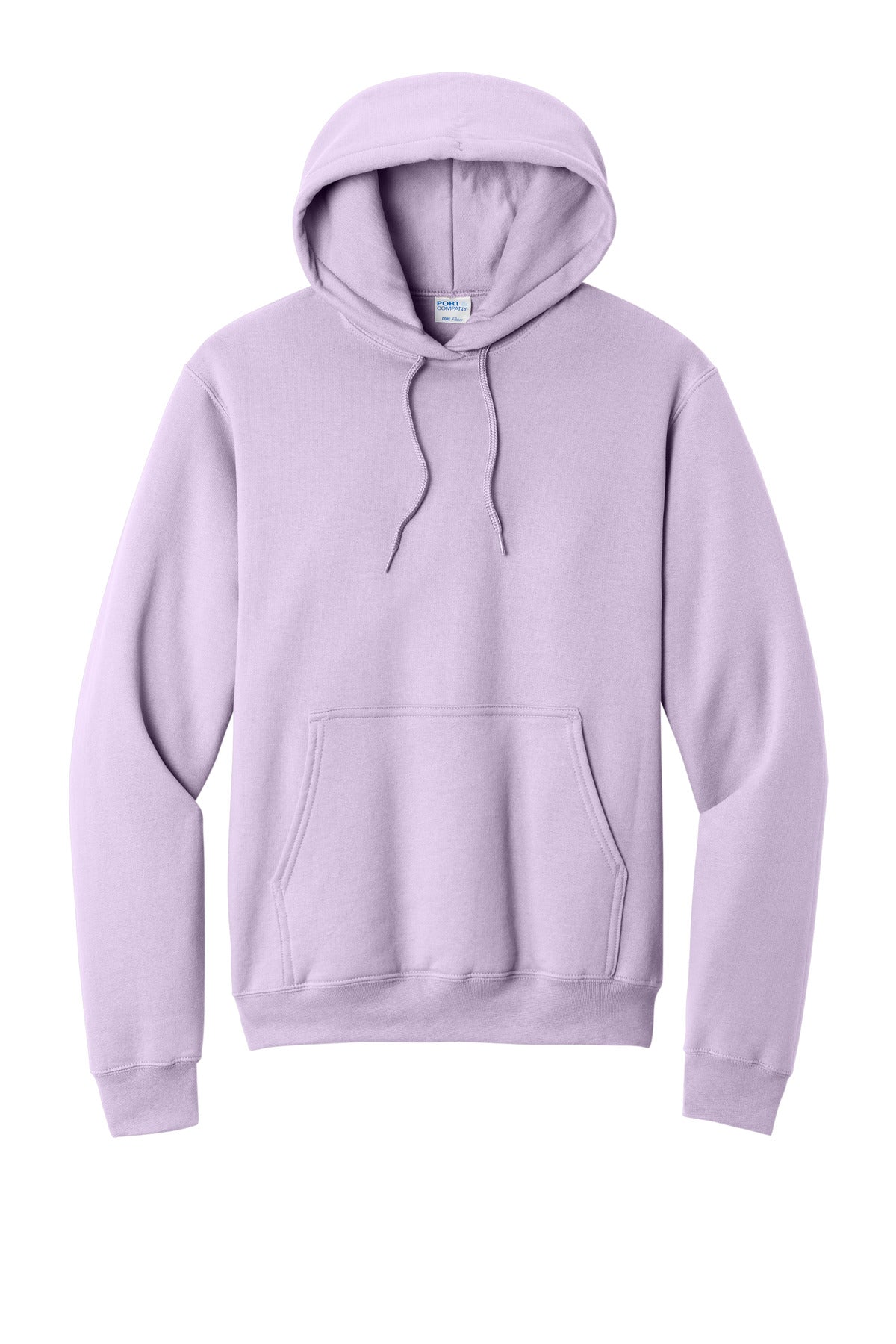 Front View of Lavender Port & Co Core Fleece Pullover Hooded Sweatshirt. PC78H plain