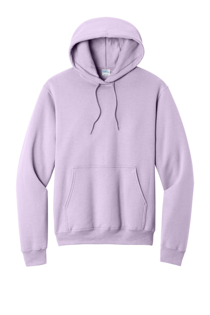 Front View of Lavender Port & Co Core Fleece Pullover Hooded Sweatshirt. PC78H plain