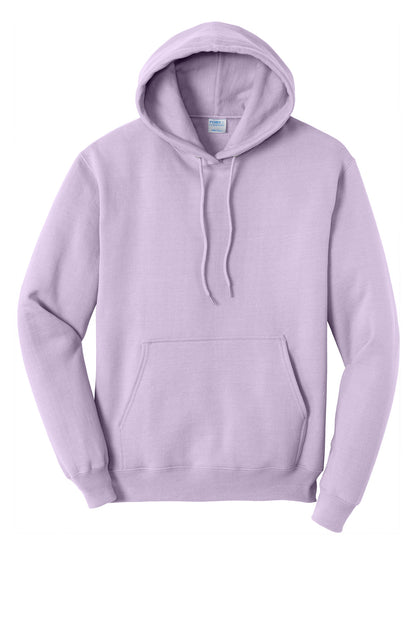 Front View of Lavender Port & Co Core Fleece Pullover Hooded Sweatshirt. PC78H