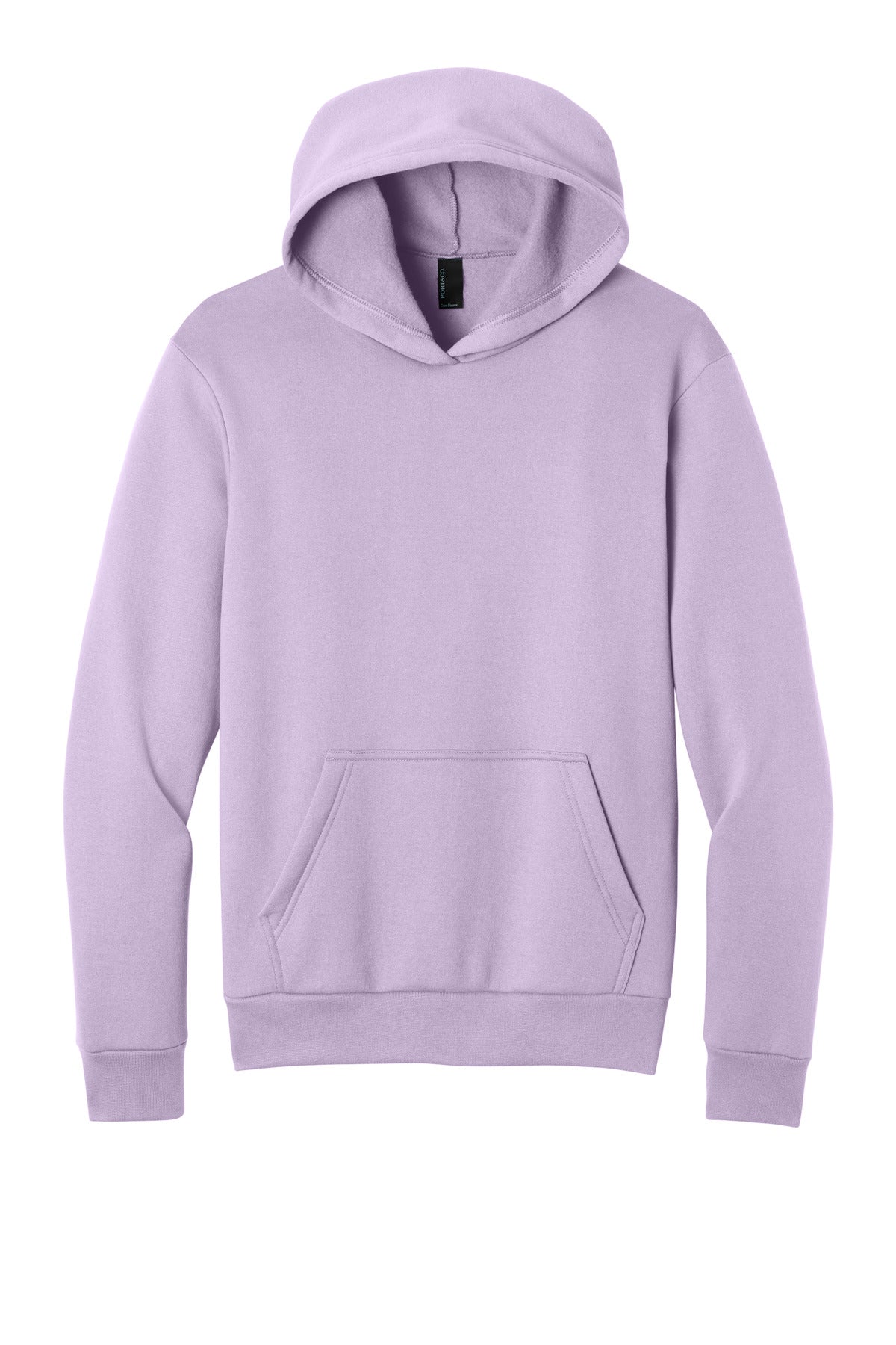 Front View of Lavender Port & Co Easy Fleece Pullover Hooded Sweatshirt PC68H plain