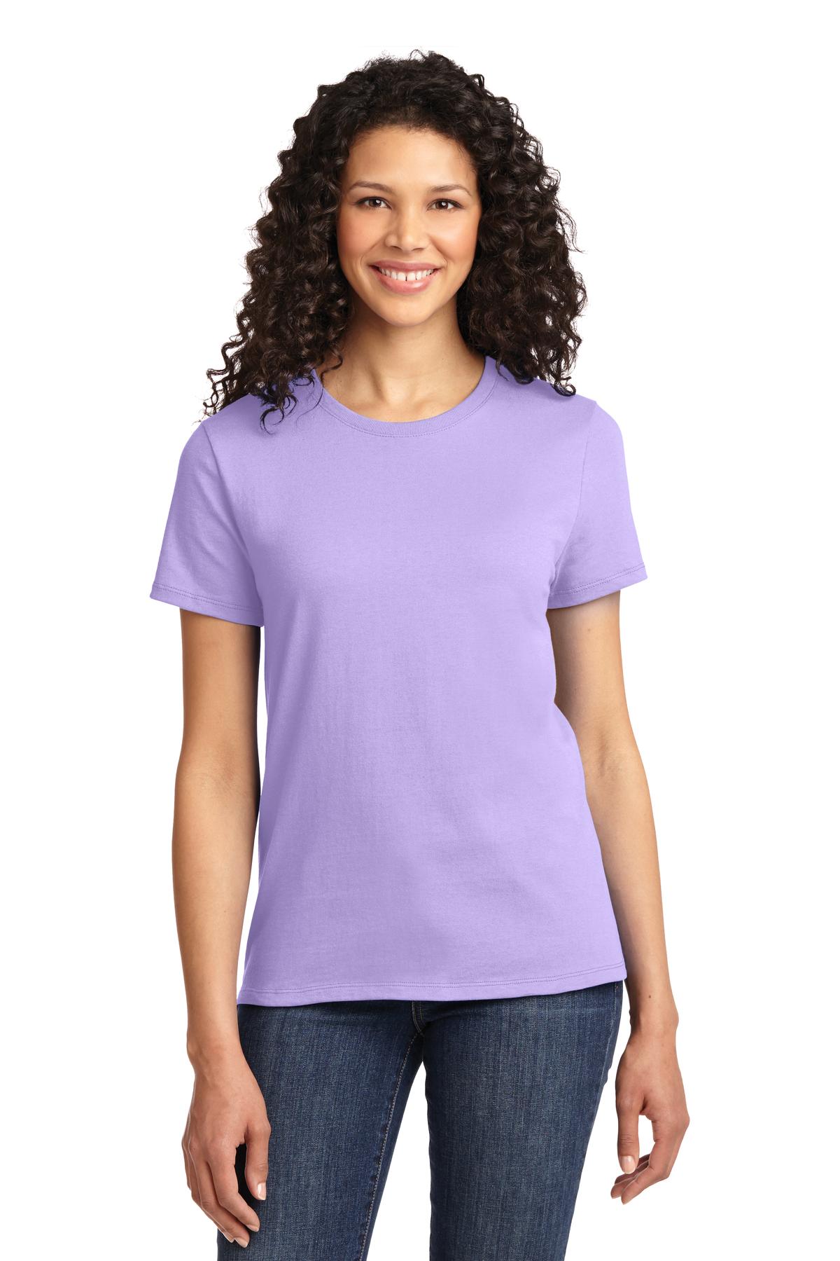 Front View of Lavender Port & Co Women's Essential Tee. LPC61 plain
