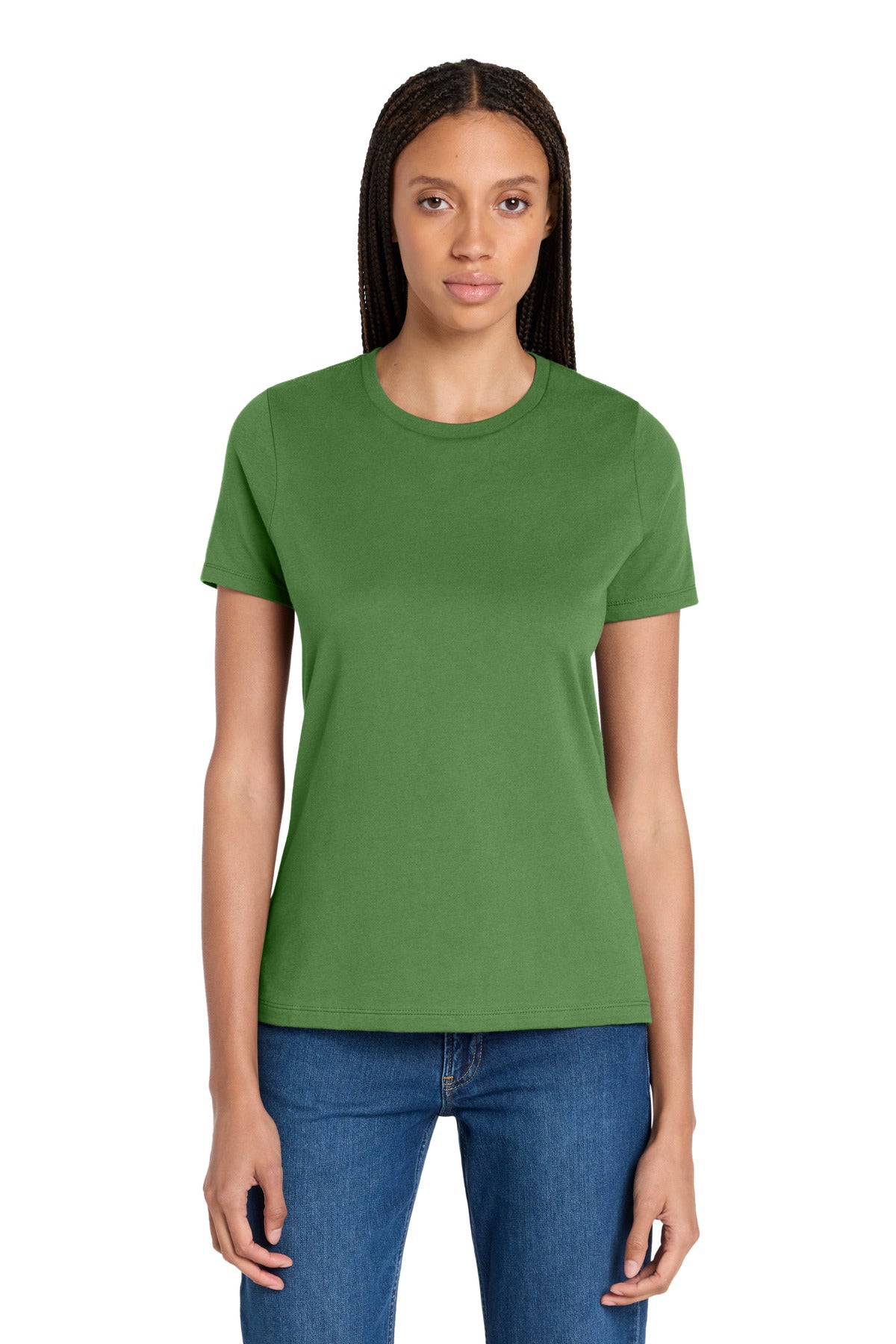 Front View of Leaf BELLA+CANVAS Women's Relaxed Jersey Short Sleeve Tee. BC6400 plain