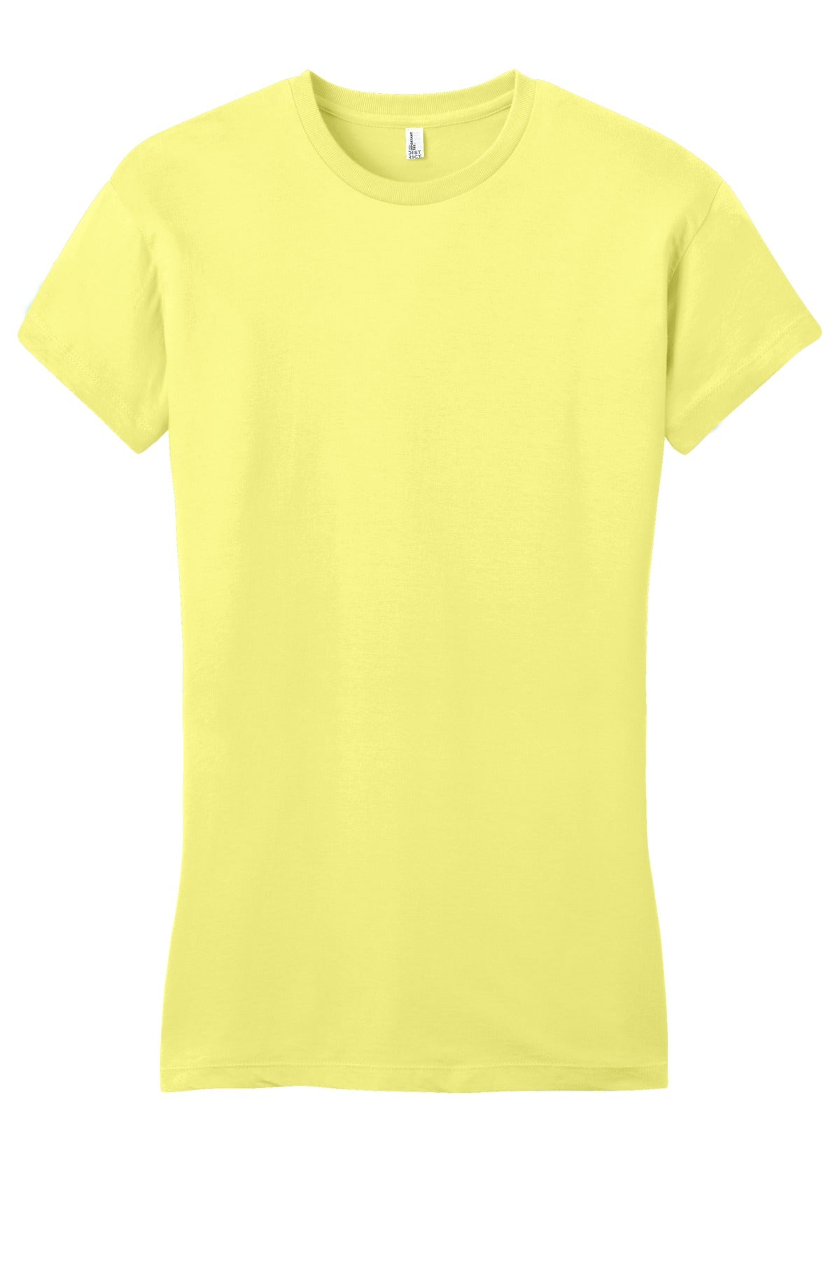 Front View of Lemon Yellow District Women's Fitted Very Important Tee . DT6001 plain