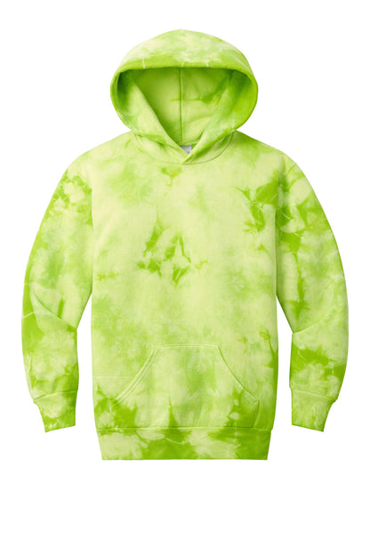 Front View of LemonLime Port & Co Youth Crystal Tie-Dye Pullover Hoodie PC144Y plain