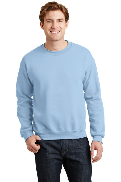 Front View of Light Blue Gildan Heavy Blend Crewneck Sweatshirt. 18000 plain