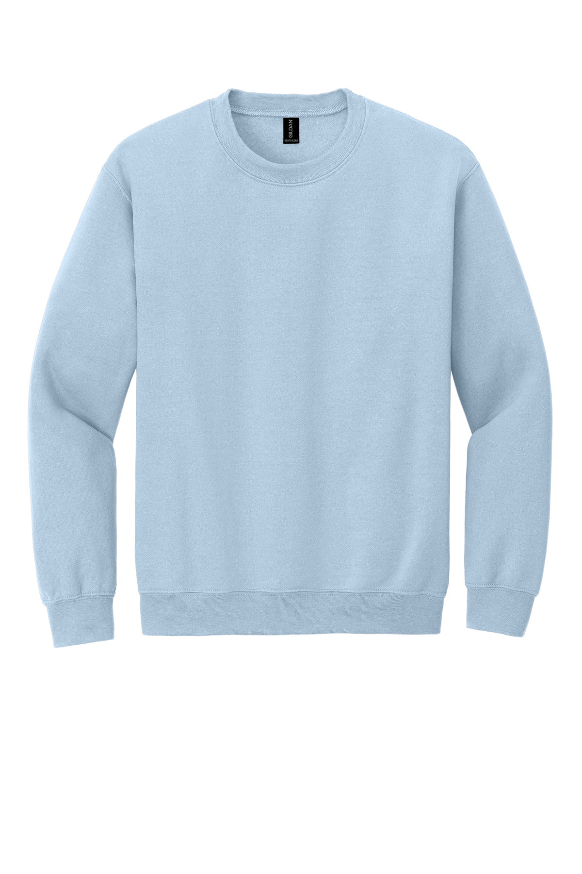Front View of Light Blue Gildan Heavy Blend Crewneck Sweatshirt. 18000 plain