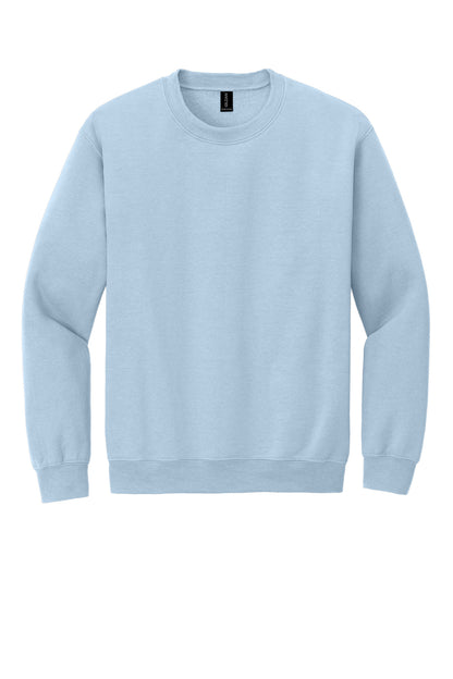 Front View of Light Blue Gildan Heavy Blend Crewneck Sweatshirt. 18000 plain