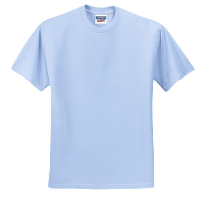 Front View of Light Blue Jerzees - Dri-Power 50/50 Cotton/Poly T-Shirt. 29M plain