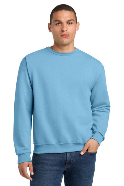 Front View of Light Blue Jerzees - NuBlend Crewneck Sweatshirt. 562M plain