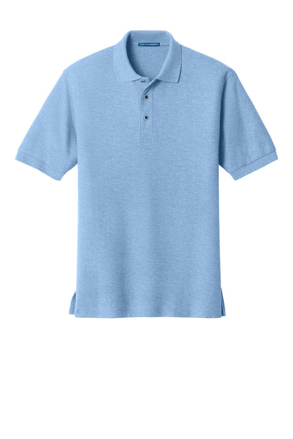 Front View of Light Blue Port Authority Silk Touch Polo K500 plain