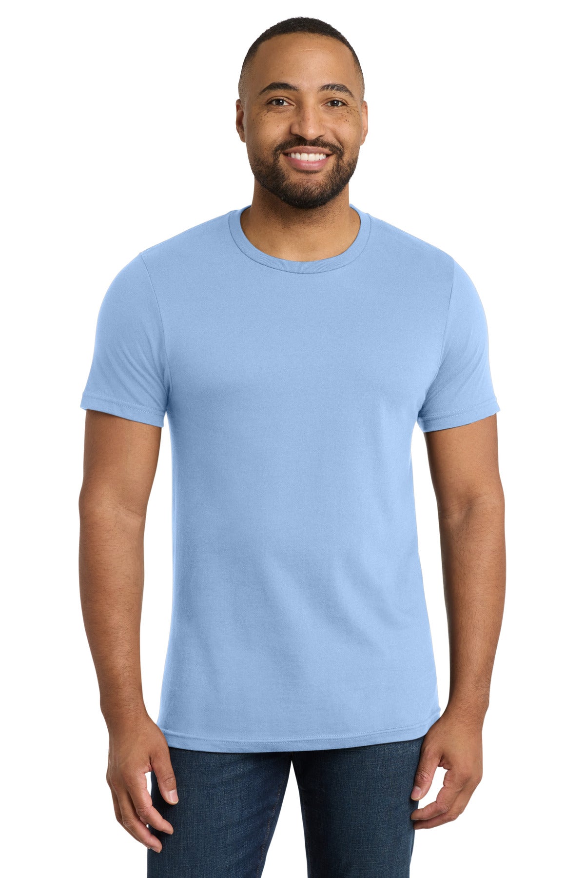 Front View of Light Blue Port & Co Bouncer Tee PC600 plain