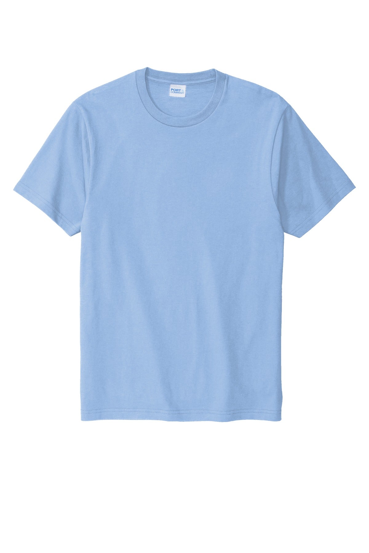 Front View of Light Blue Port & Co Bouncer Tee PC600 plain