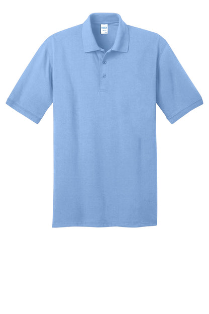 Front View of Light Blue Port & Co Core Blend Jersey Knit Polo. KP55 plain