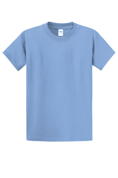 Front View of Light Blue Port & Co Essential Tee. PC61 plain