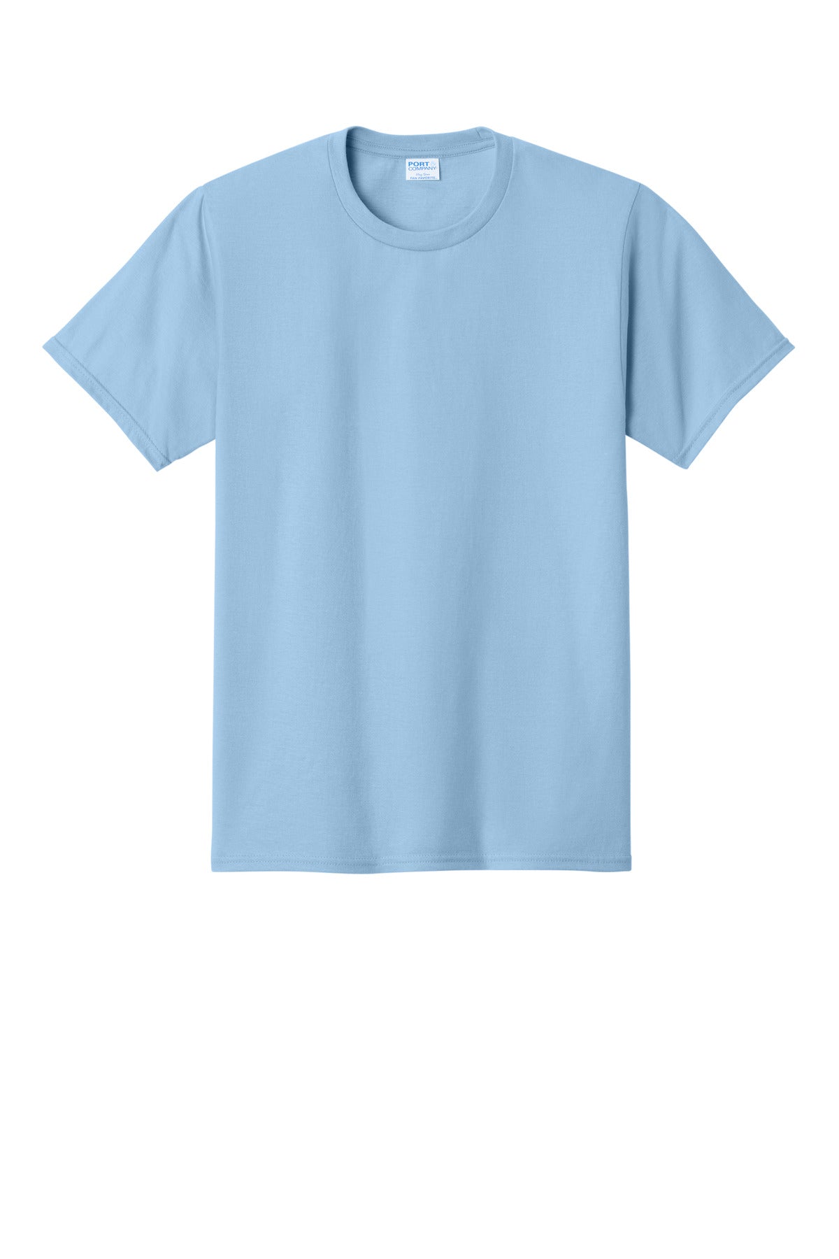 Front View of Light Blue Port & Co Fan Favorite Tee. PC450 plain