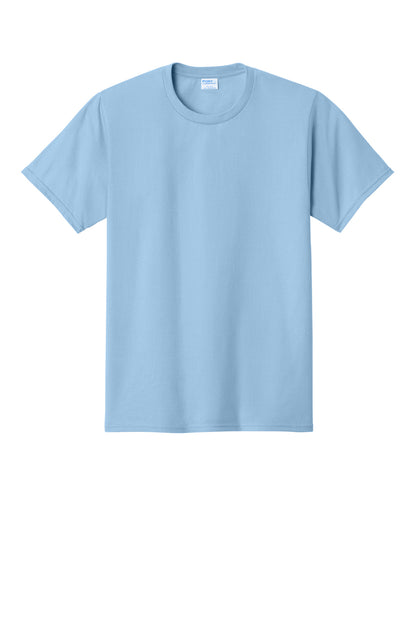 Front View of Light Blue Port & Co Fan Favorite Tee. PC450 plain