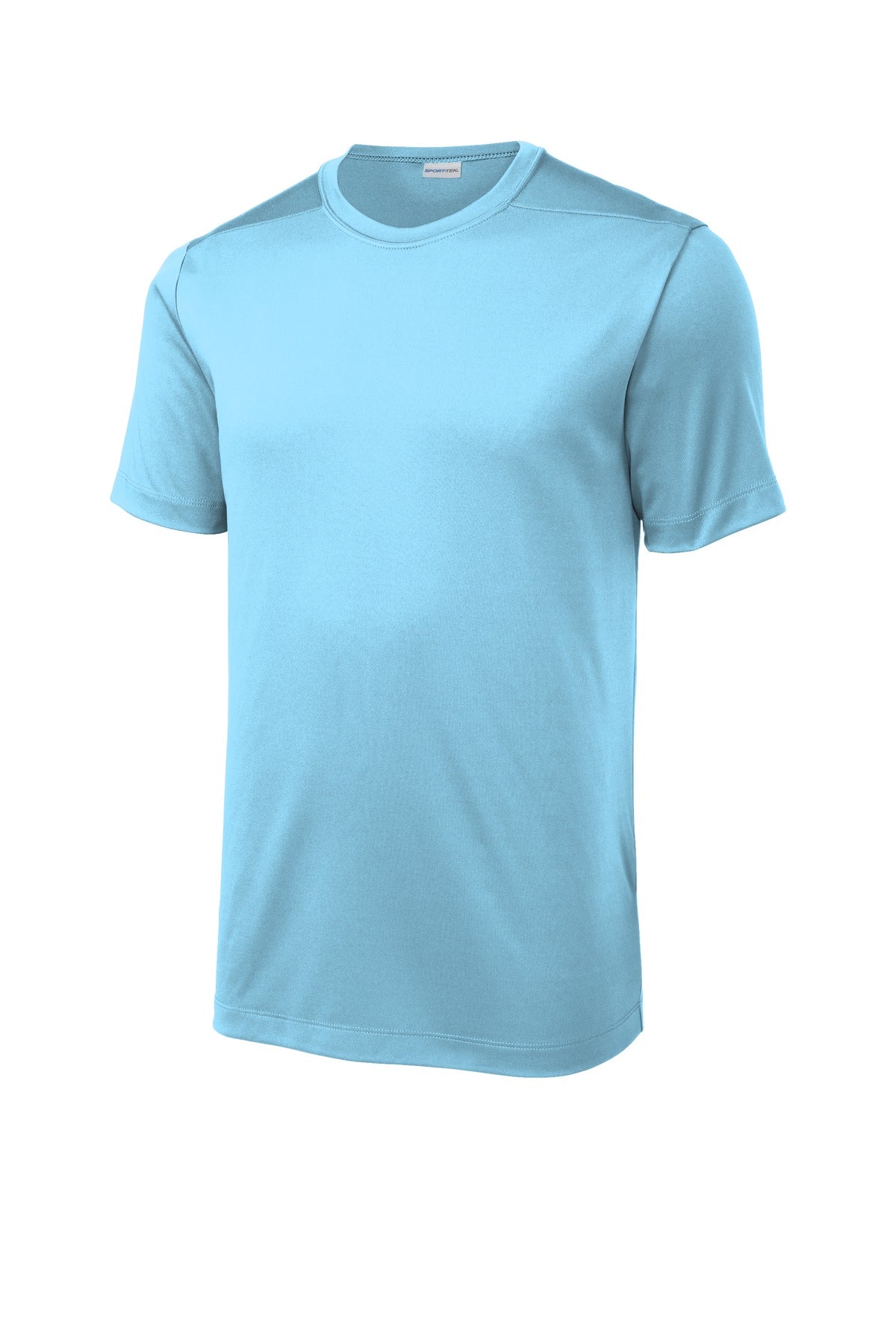 Front View of Light Blue Sport-Tek Posi-UV Pro Tee. ST420 plain