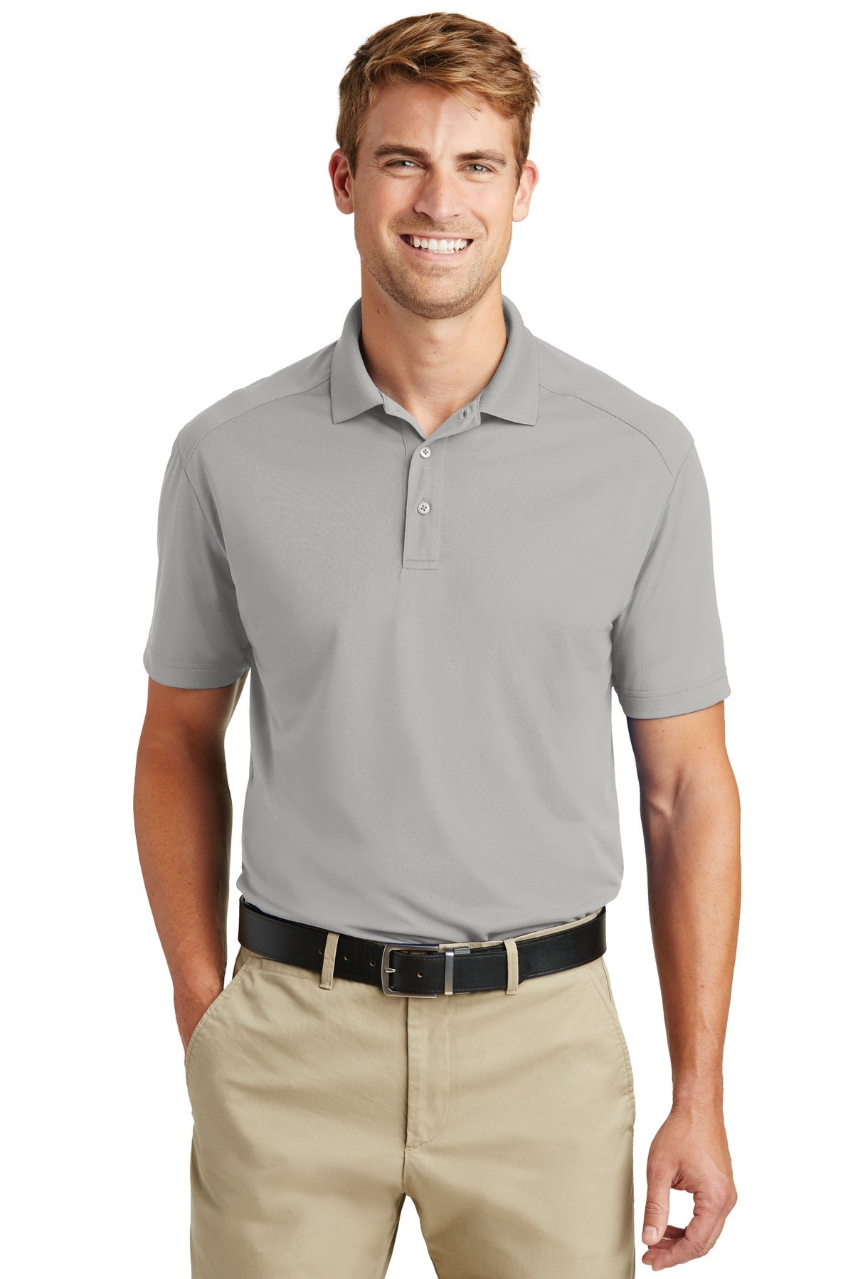 Front View of Light Grey CornerStone Select Lightweight Snag-Proof Polo. CS418 plain