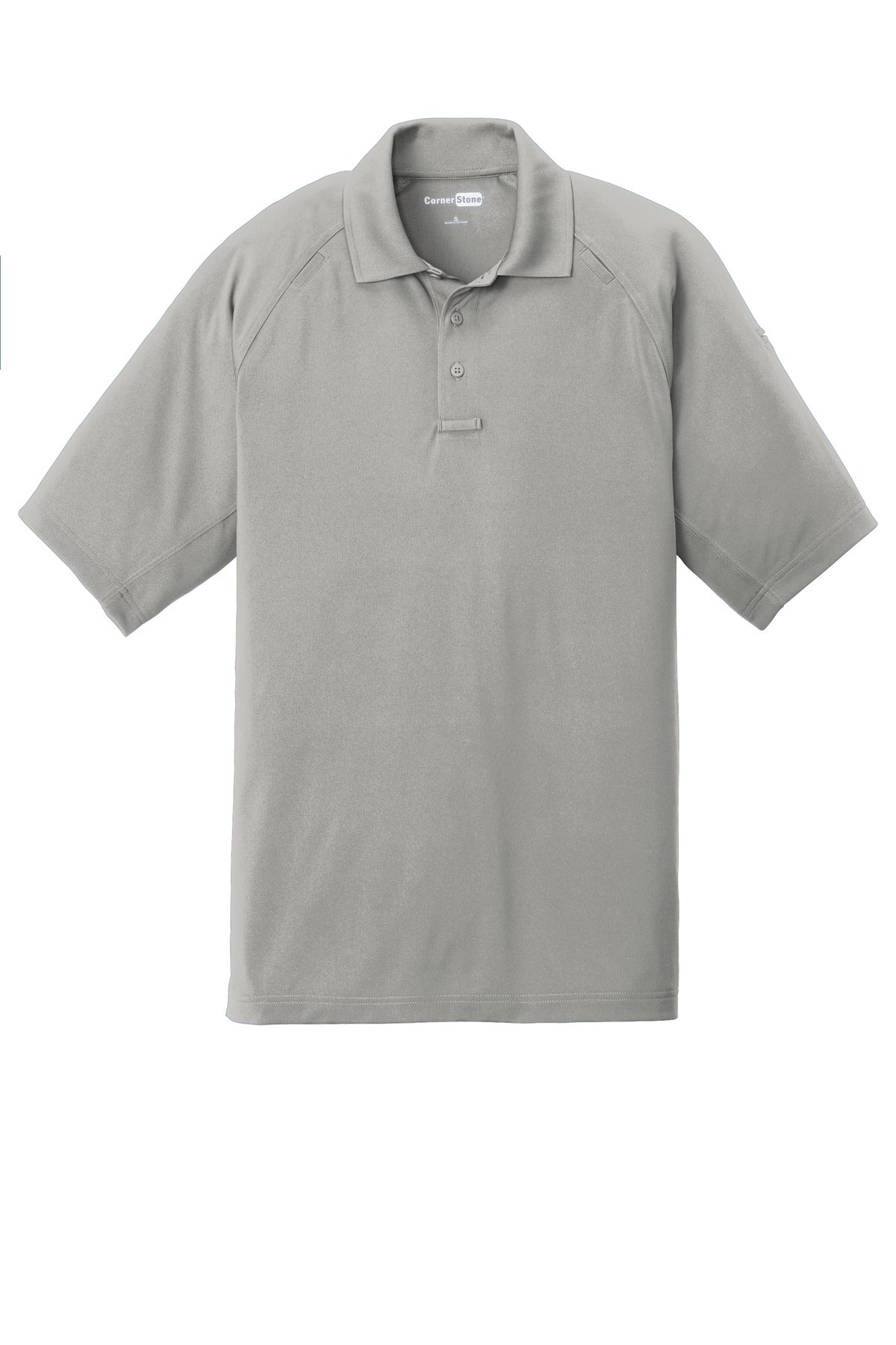 Front View of Light Grey CornerStone Select Lightweight Snag-Proof Tactical Polo. CS420 plain