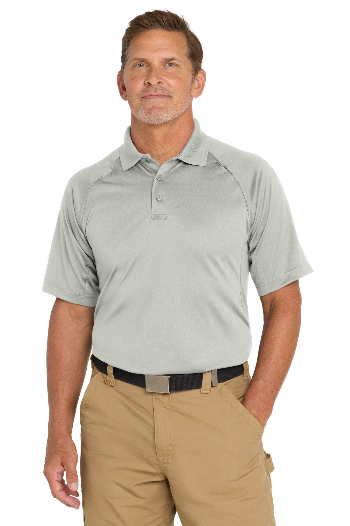 Front View of Light Grey CornerStone - Select Snag-Proof Tactical Polo. CS410 plain