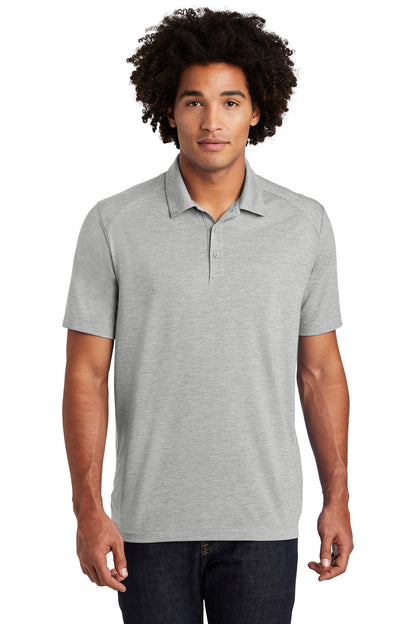 Front View of Light Grey Hth Sport-Tek PosiCharge Tri-Blend Wicking Polo. ST405 plain