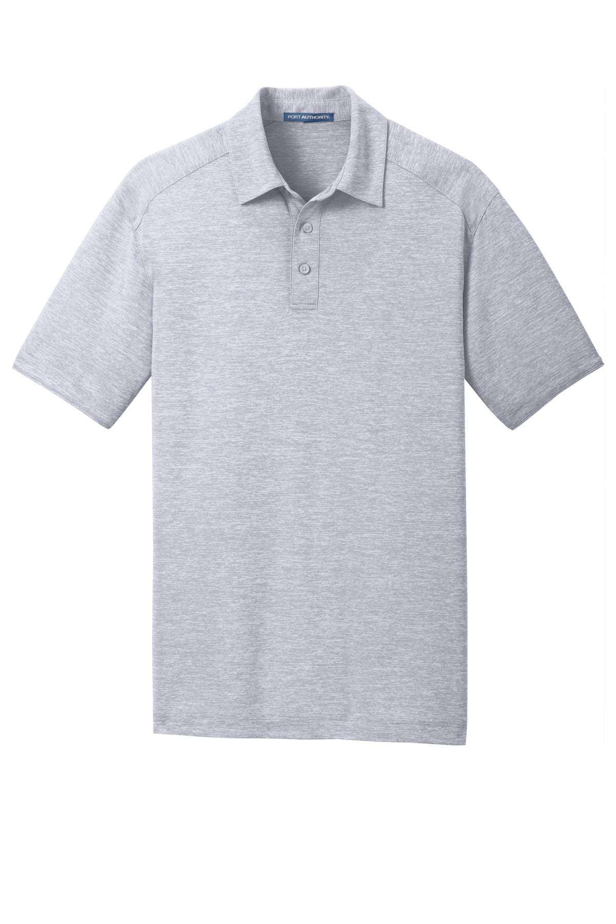 Front View of Light Grey Port Authority Digi Heather Performance Polo. K574 plain