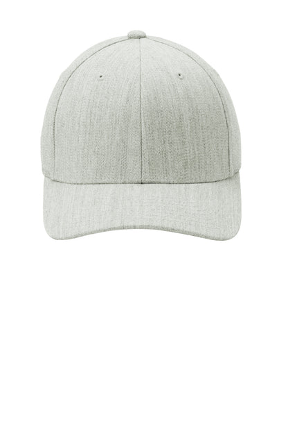 Front View of Light Hthr Gry Port Authority Flexfit Wool Blend Cap. C928 plain