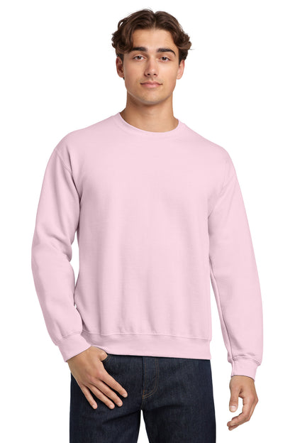 Front View of Light Pink Gildan Heavy Blend Crewneck Sweatshirt. 18000 plain