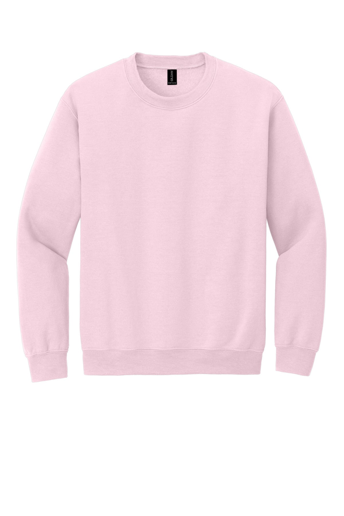 Front View of Light Pink Gildan Heavy Blend Crewneck Sweatshirt. 18000 plain