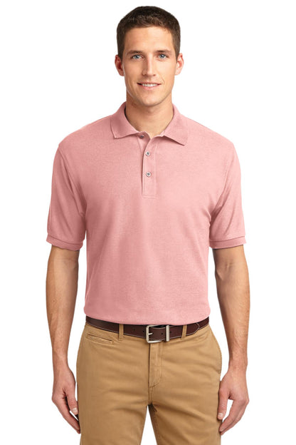 Front View of Light Pink Port Authority Silk Touch Polo K500 plain
