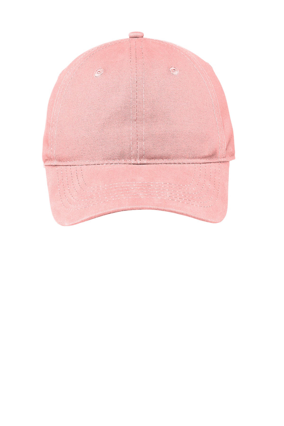 Front View of Light Pink Port Authority Soft Brushed Canvas Cap. CP96 plain