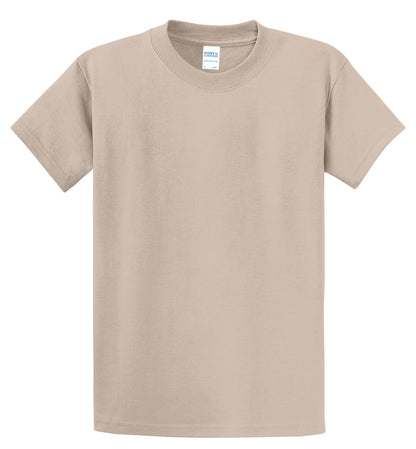 Front View of Light Sand Port & Co Essential Tee. PC61 plain